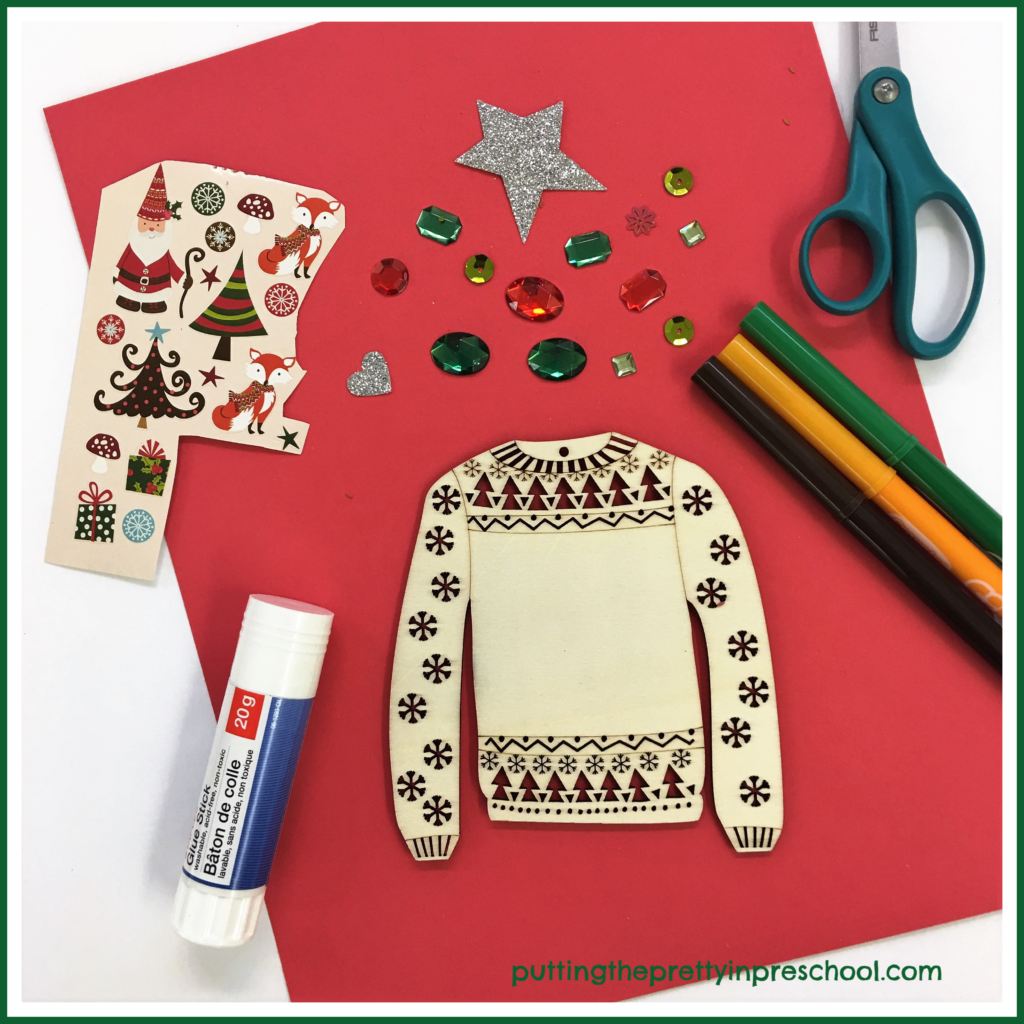 Christmas sweater tracing and decorating center.