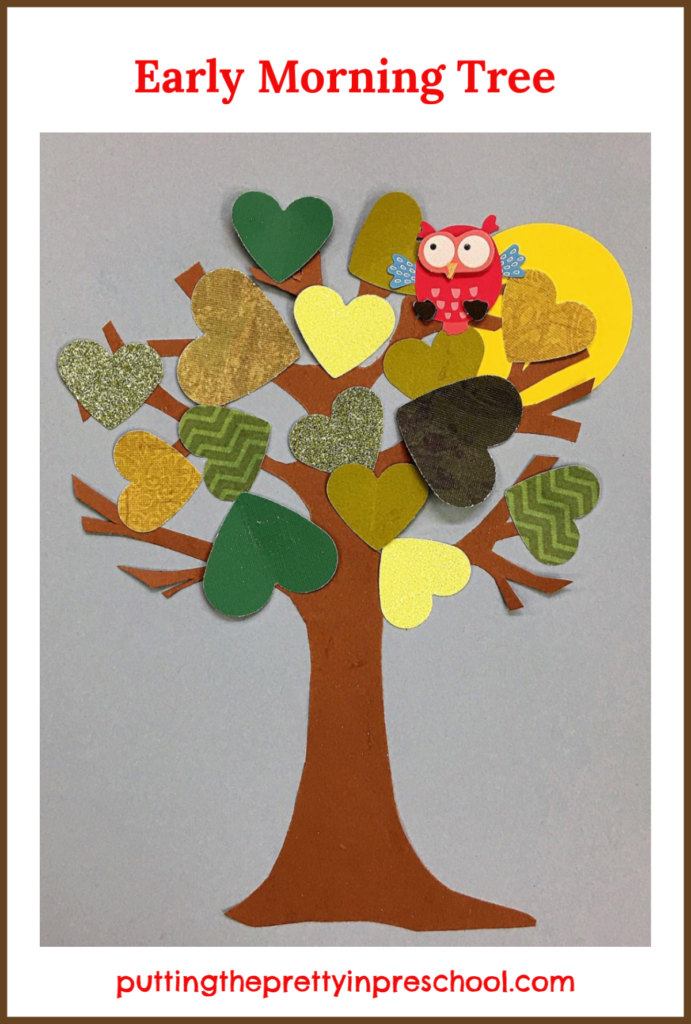 Sunrise paper craft tree inspired by the storybook "Wow! Said The Owl" by Tim Hopgood.
