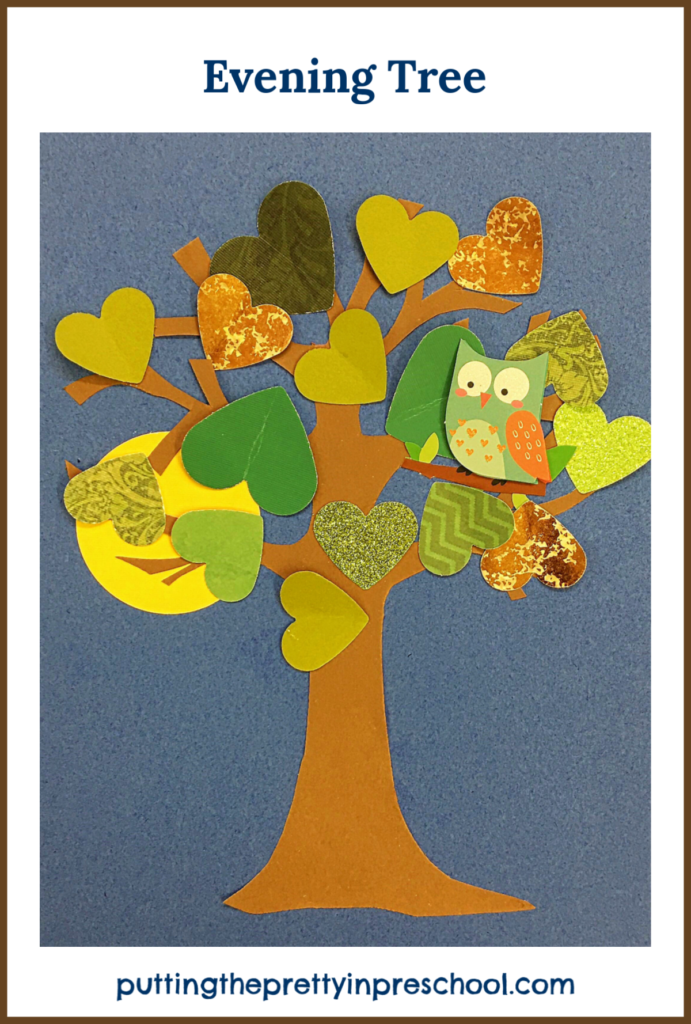 Sunset paper craft tree inspired by the storybook "Wow! Said The Owl" by Tim Hopgood.