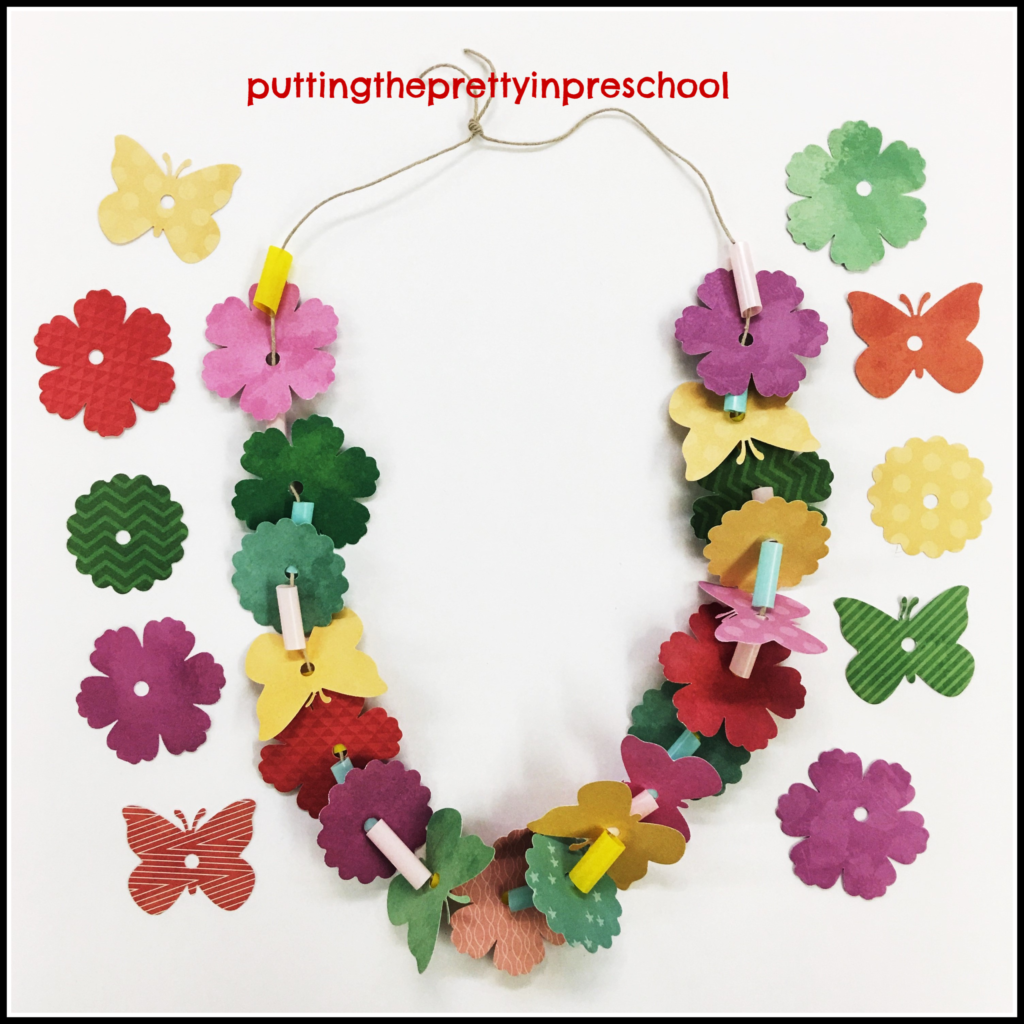Paper Hawaiian lei party craft suitable for all ages.