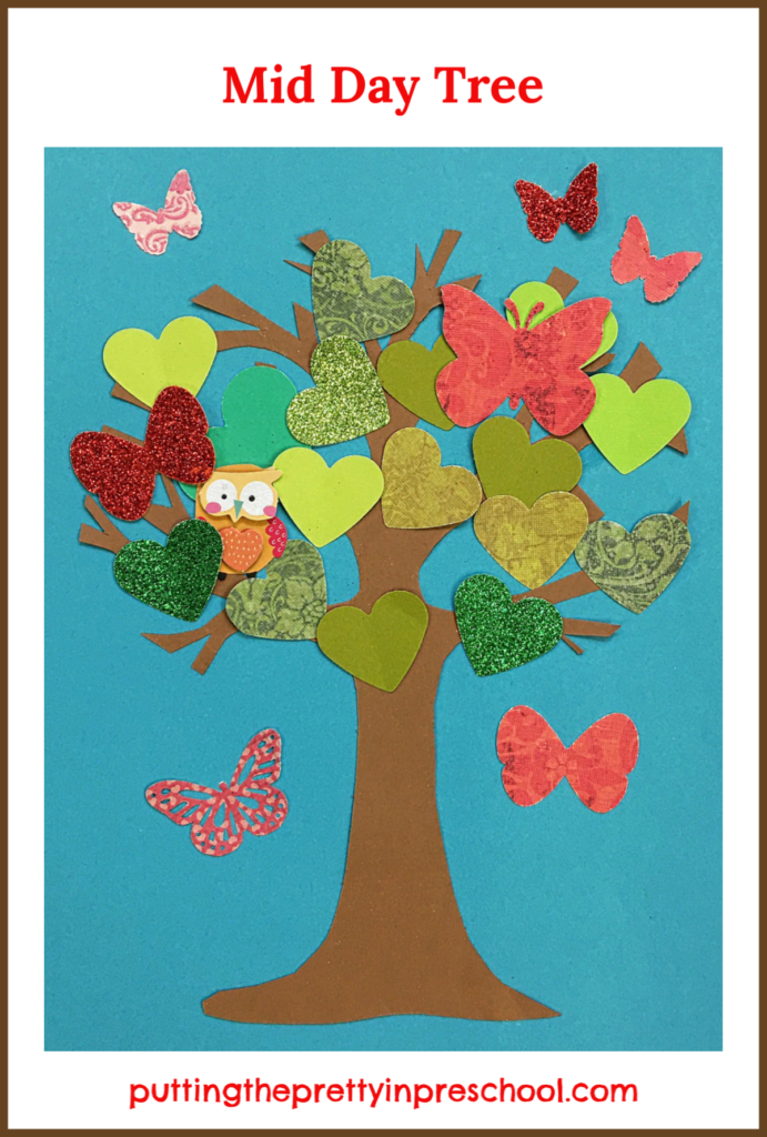 Mid day paper craft tree inspired by the storybook 'Wow! said The Owl' by Tim Hopgood.