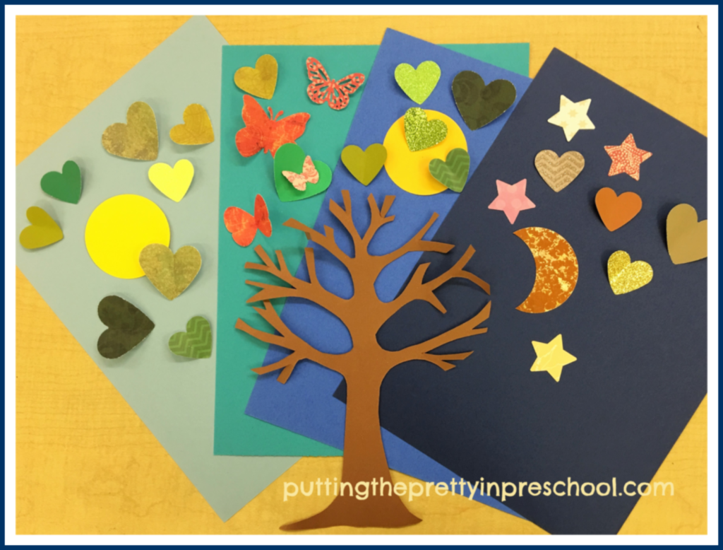 Paper supplies to make the tree art pictures. An all-ages book inspired art activity.