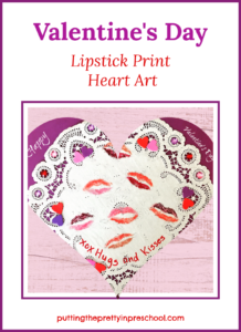 Valentine's Day heart art picture. A paper craft lipstick print valentine with a personal touch. This project is fun for all ages to make.