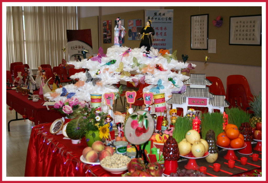 Elaborate Chinese Valentine's Day display at a Chinese Valentine's Day celebration.