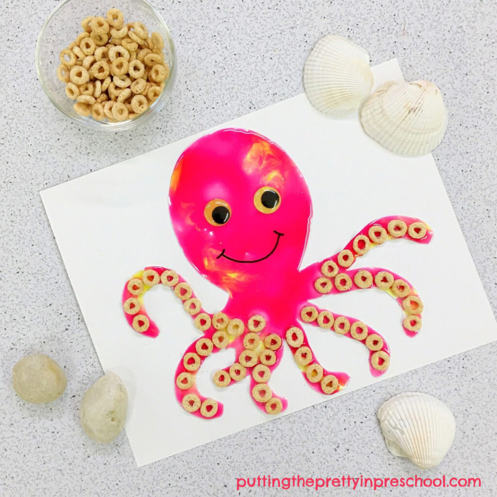 Octopus art activity using supplies easily found in the kitchen. An all-ages art activity.