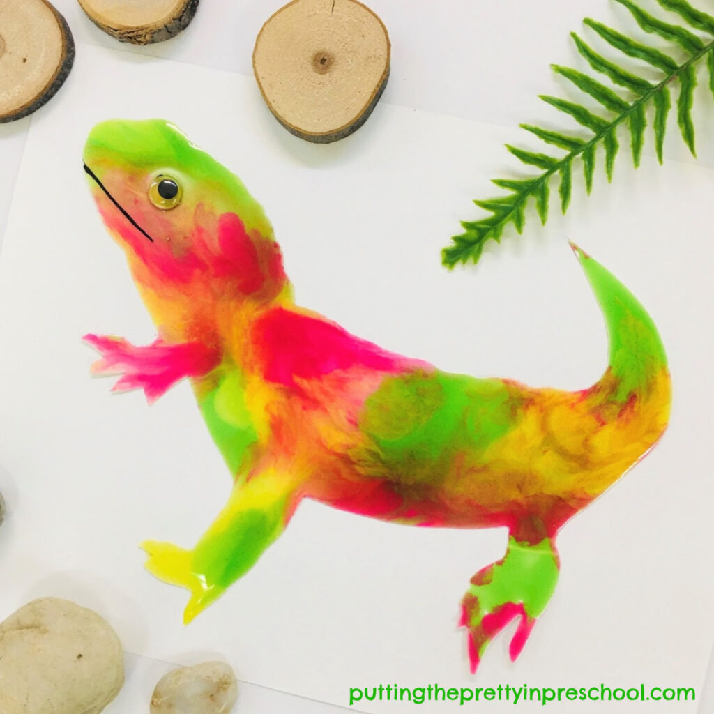 Lizard decorated with taste-safe paint. An all-ages craft.