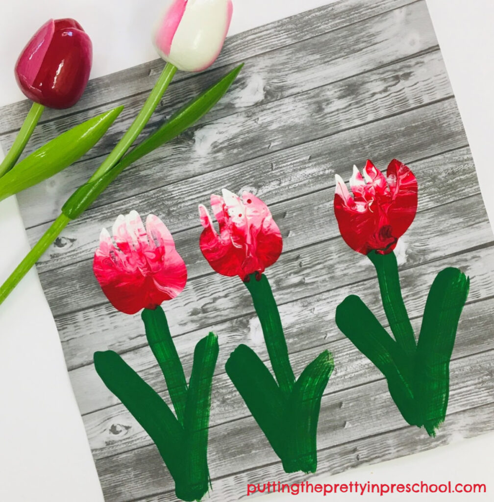 Tulip art painting project inspired by the Canada 150 tulip, the Canadian Tulip Festival, and a rustic tissue box. An all-ages art activity the whole family can do.