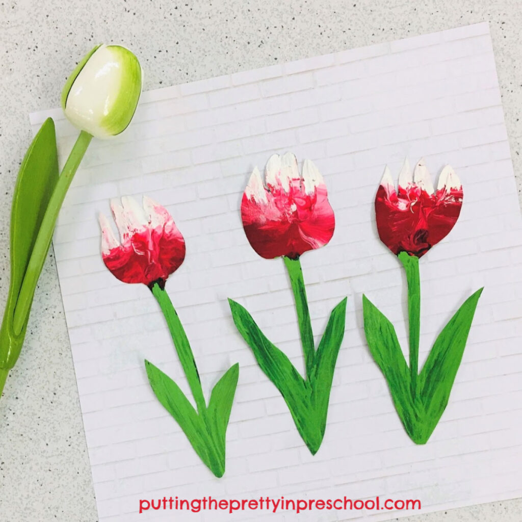 Tulip art painting project inspired by the Canada 150 tulip, the Canadian Tulip Festival, and a rustic tissue box. An all-ages art activity the whole family can do.