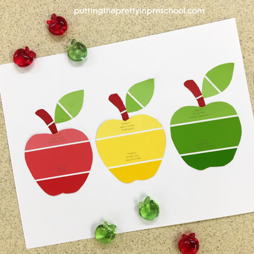 Paint chip apple collage art