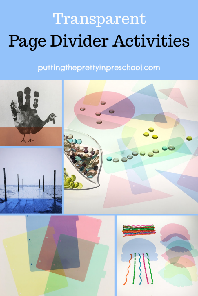 Transparent page divider activities. Art, science, math, and photography ideas that are suitable for all ages.
