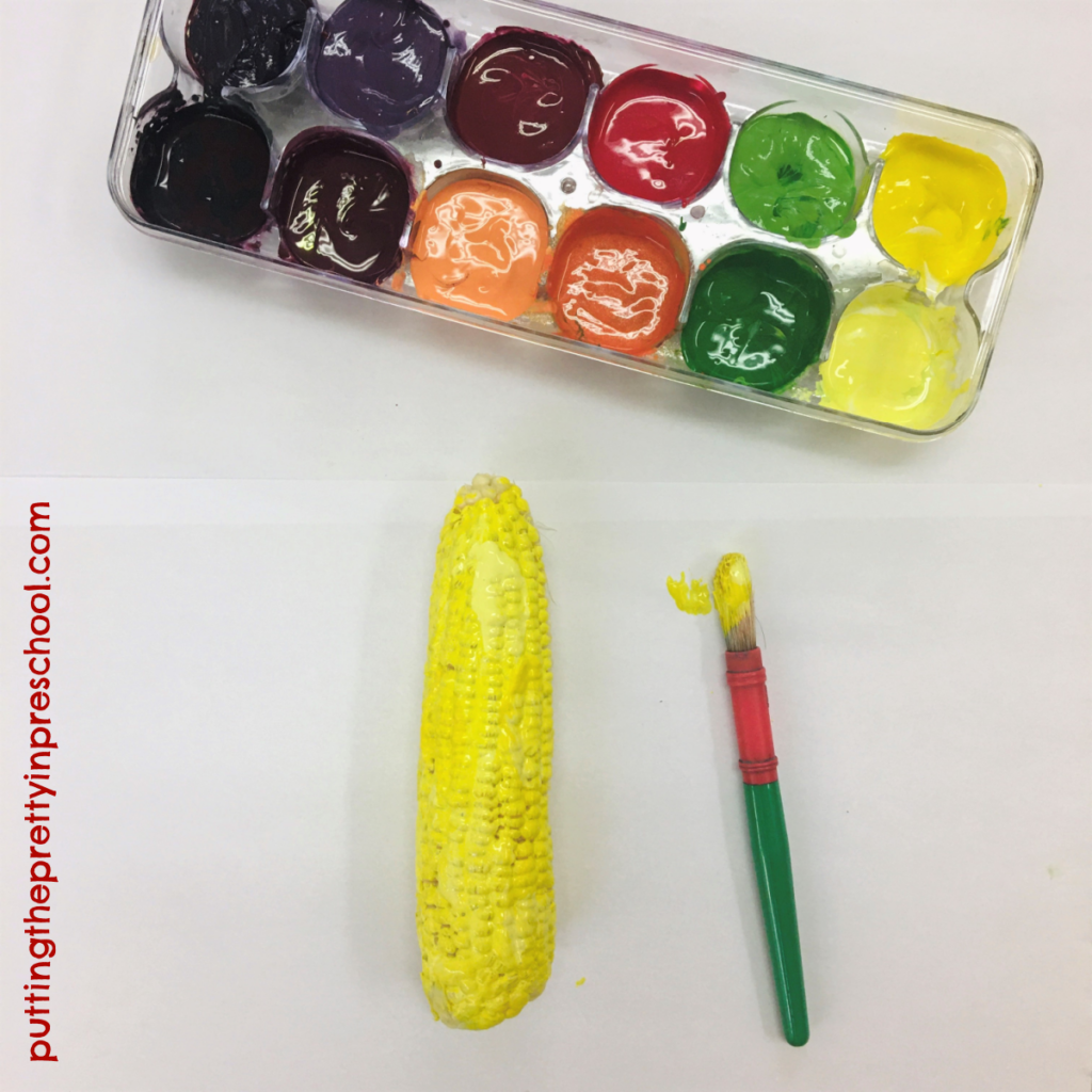 Invitation to paint corn for rolled corn painting.