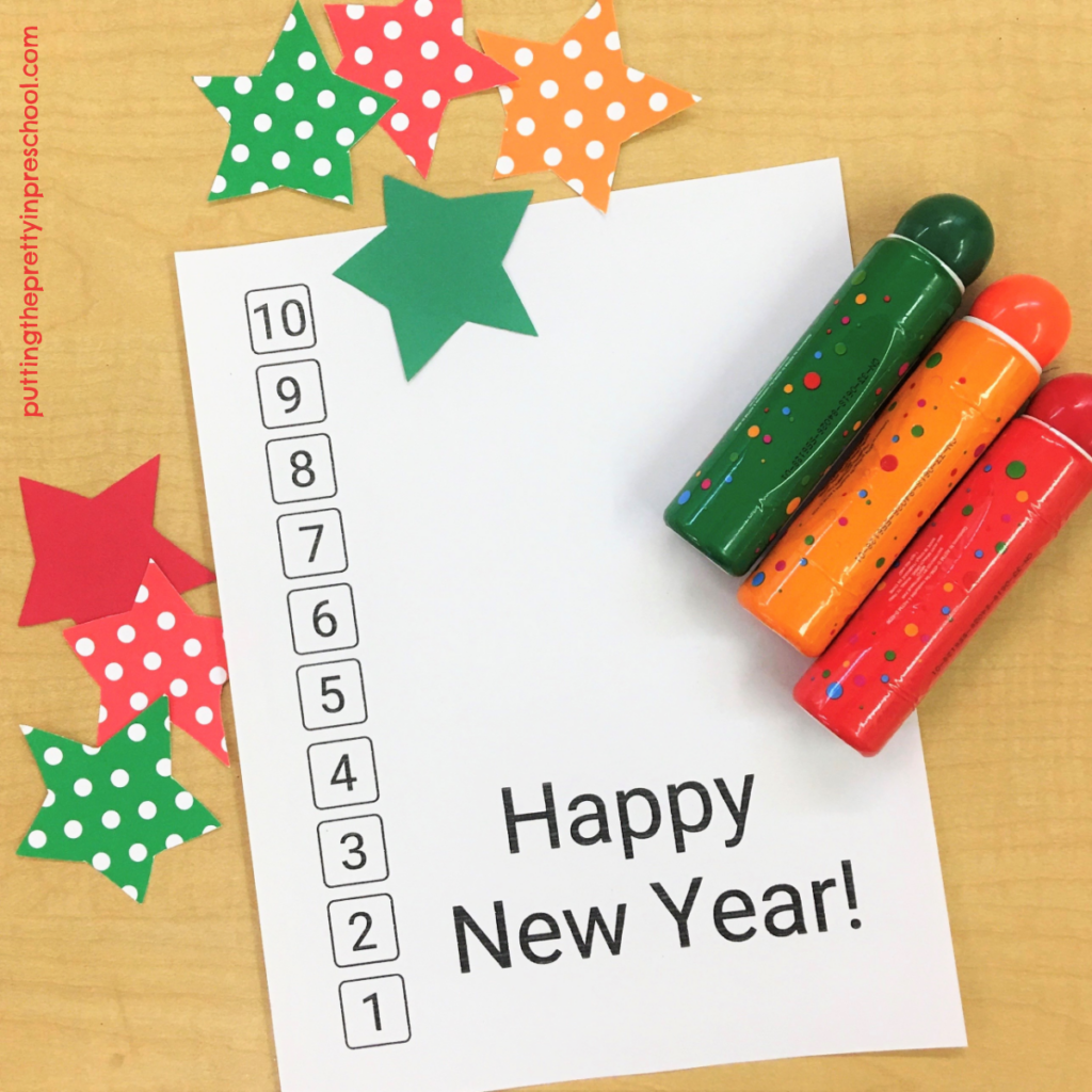 Dot marker New Year's countdown invitation.