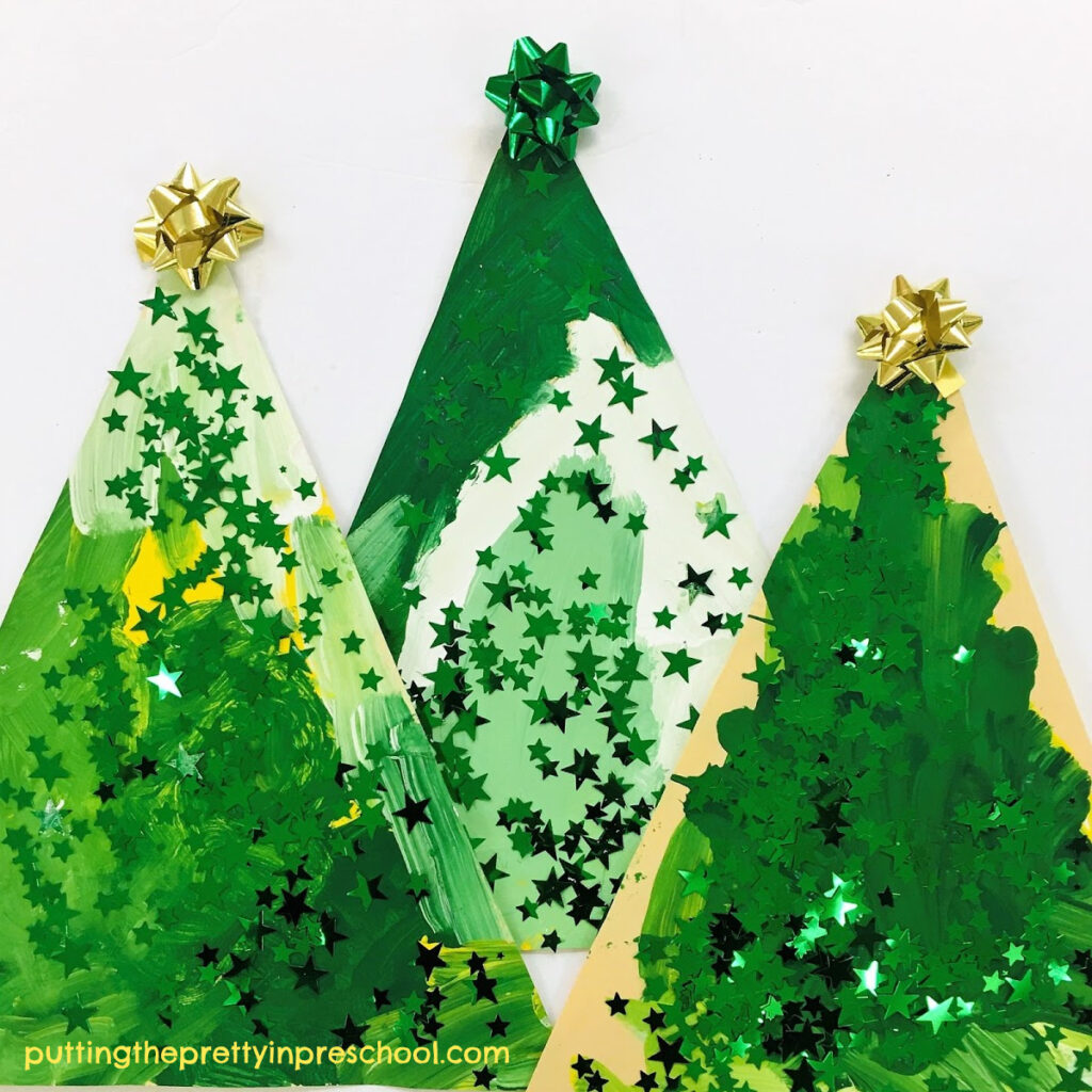 Dazzling, easy to set up Christmas tree art project.