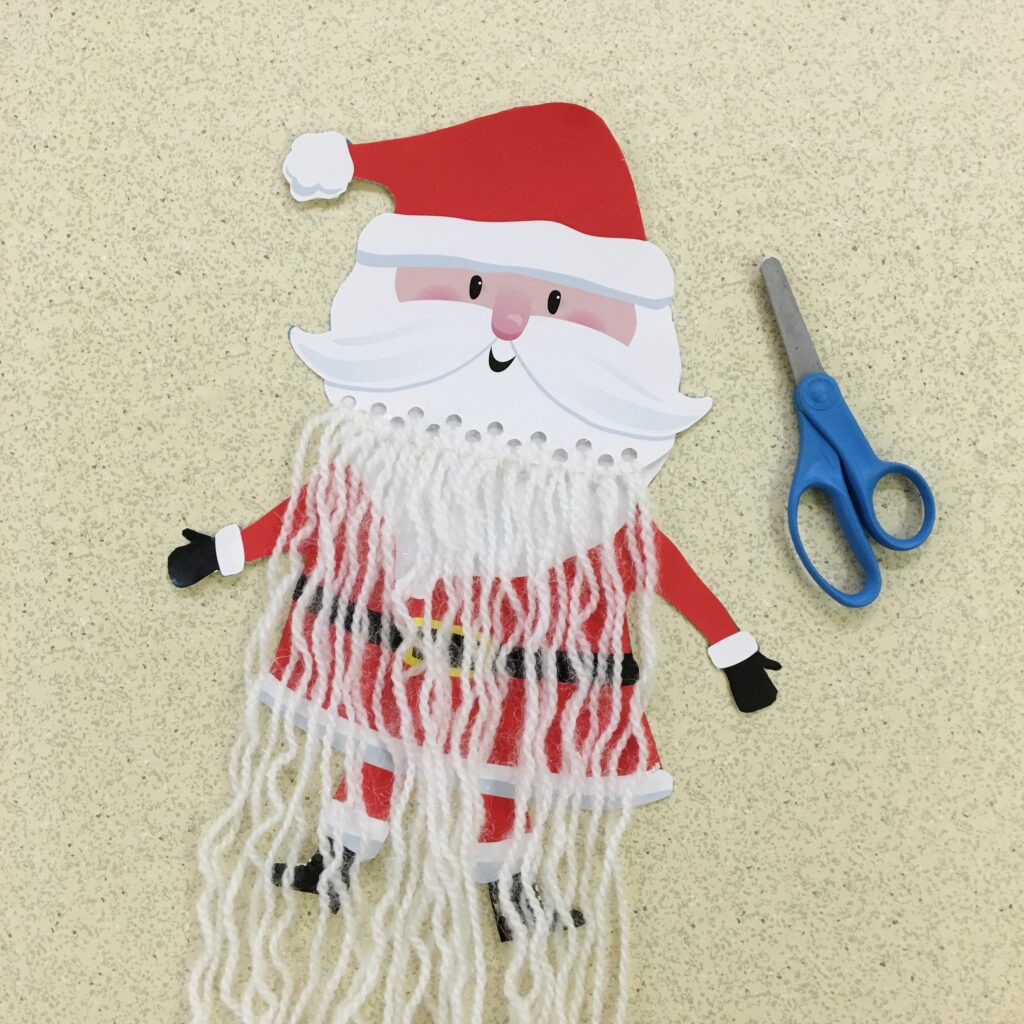 Invitation to trim gift bag Santa's beard.