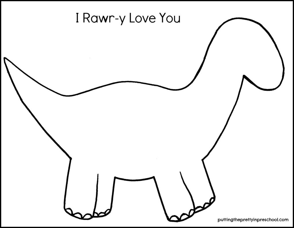 Rawr-y dinosaur template to use for a valentine craft.