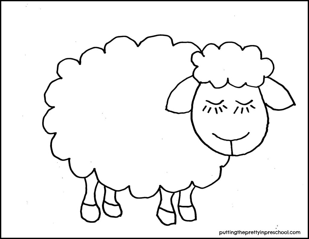 Cute sheep template for farm or holiday crafts.
