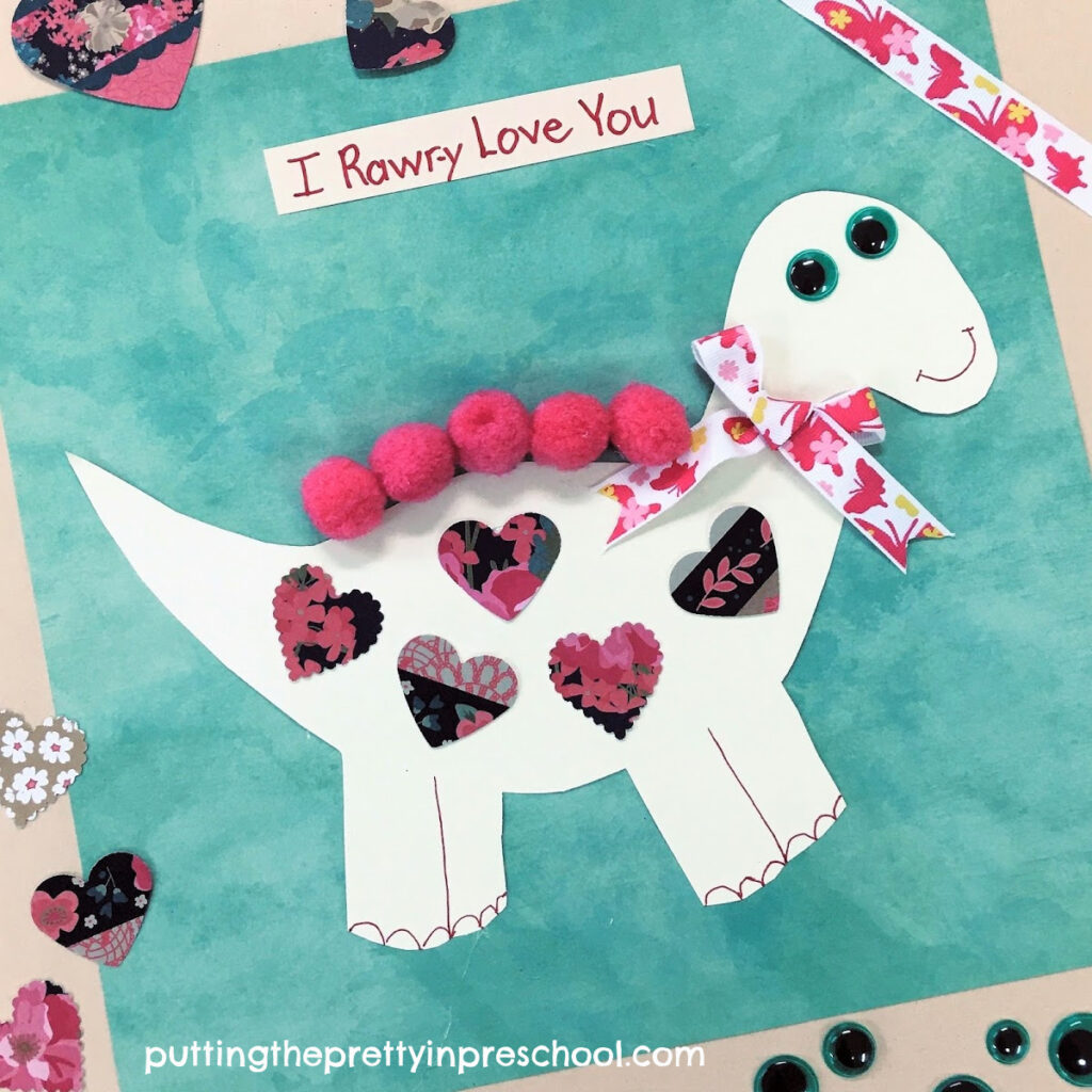 Valentine's Day oh, so cute dinosaur craft.