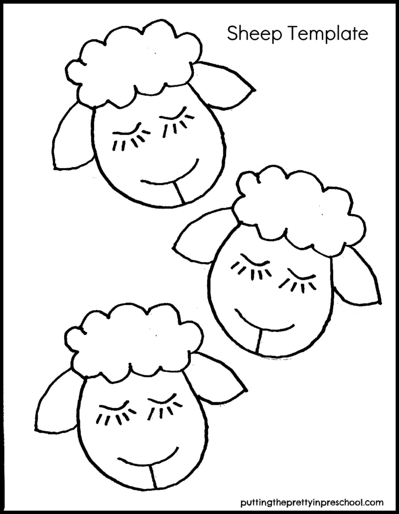 Sheep template for a farm or St. Patrick's Day craft.