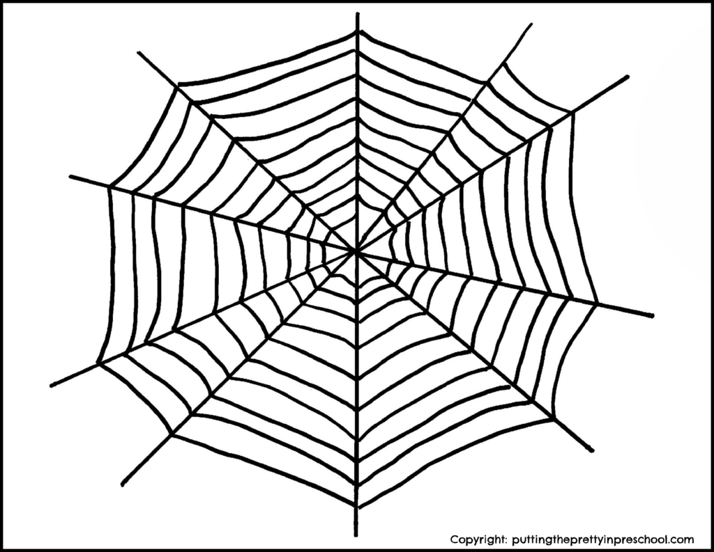 Downloadable spider web printable for math, sensory, and art activities.