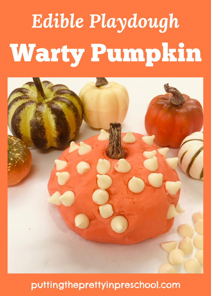 Sculpt a trendy, warty pumpkin with edible peach playdough.
