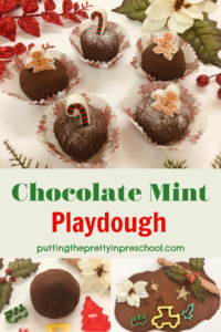 Include this soft, heavenly-smelling, no-cook chocolate mint playdough in your holiday activities for early learners.