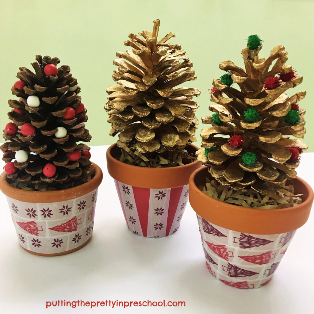 Easy to make Christmas-themed washi tape pots.