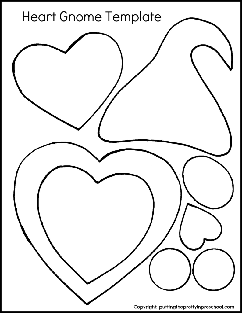 Heart gnome template to use to make adorable gnome valentines.