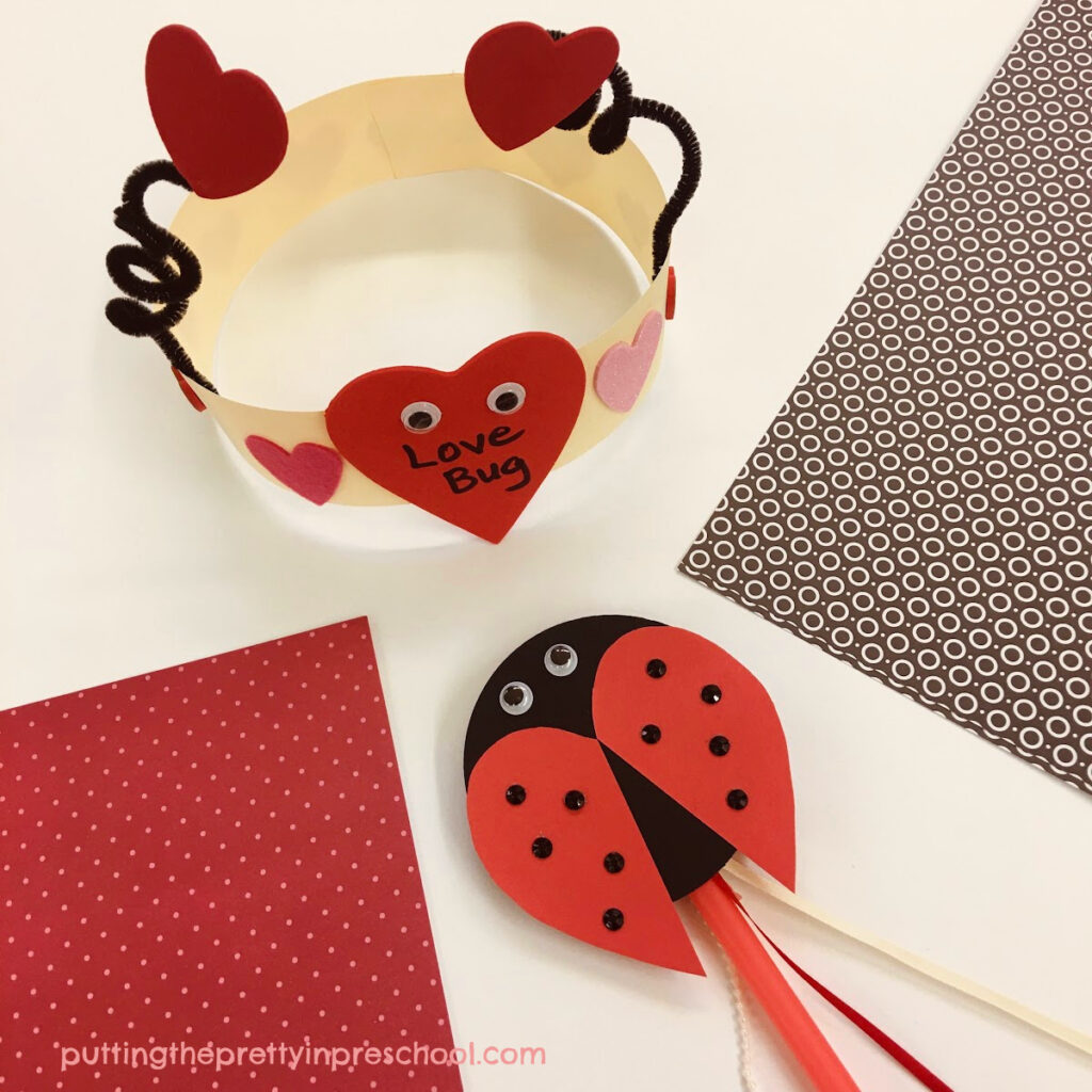 Pair a ladybug wand craft with a love bug headband for a session of buggy dramatic play.