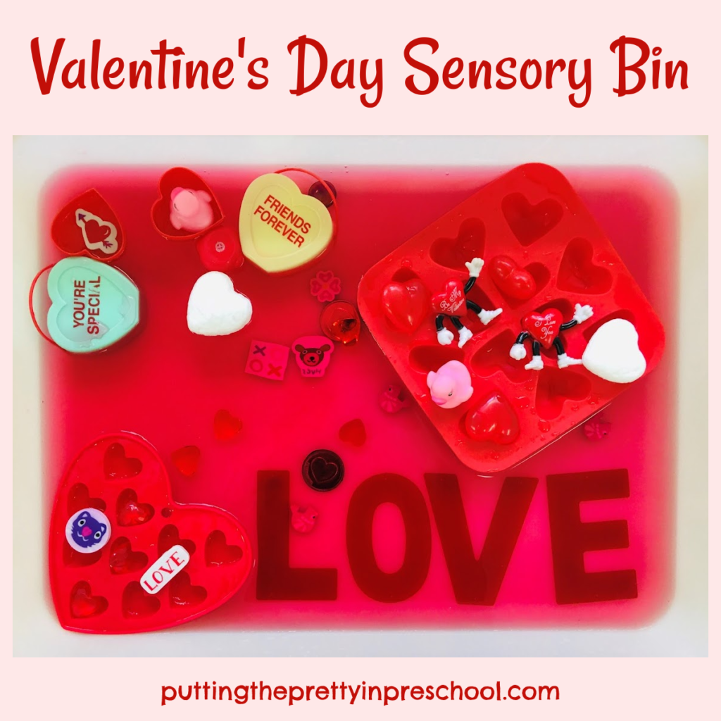 A fun and friendly Valentine's Day water play activity your early learners will love to participate in. A quick and easy sensory bin to set up.