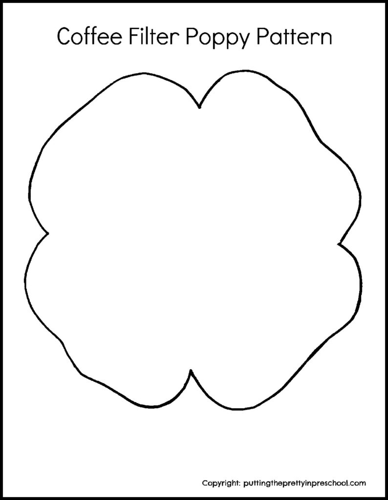 Free, downloadable coffee filter poppy pattern for flower art and crafts.