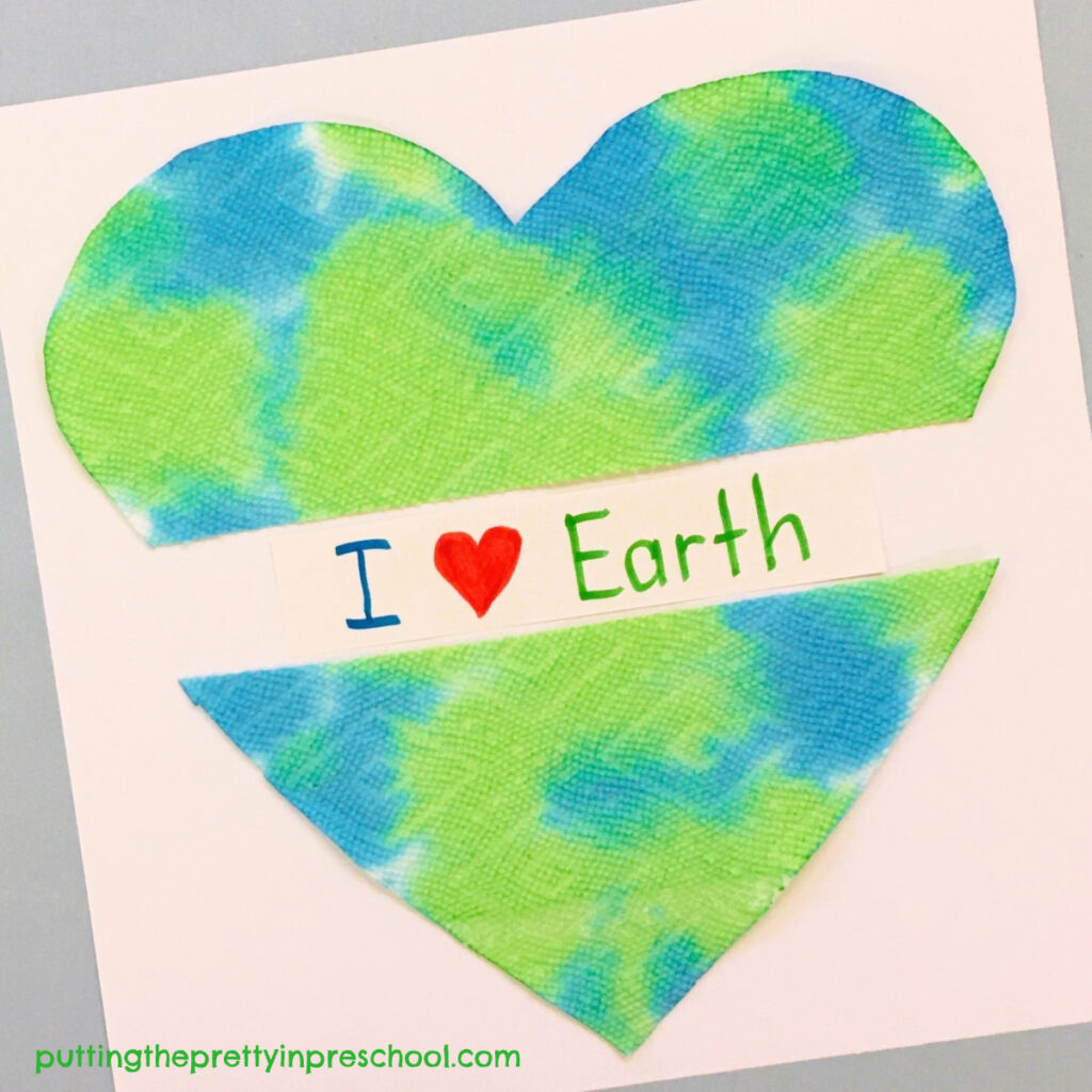 How to do an eyedropper heart earth art project using common kitchen supplies. Everyone in the family will enjoy this super fun process art activity.