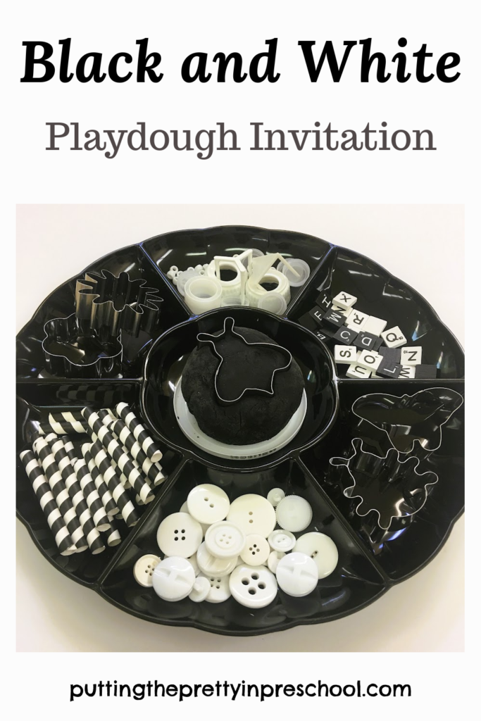 Set up this striking black and white playdough tray for your little learners to explore today!