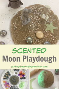 Try this easy-to-scented moon playdough recipe. Find out which simple ingredients make the moon rock color in this homemade dough.