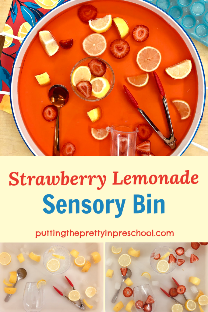 A refreshing, taste-safe strawberry lemonade sensory bin featured three different ways. A perfect sensory activity any time of the year.