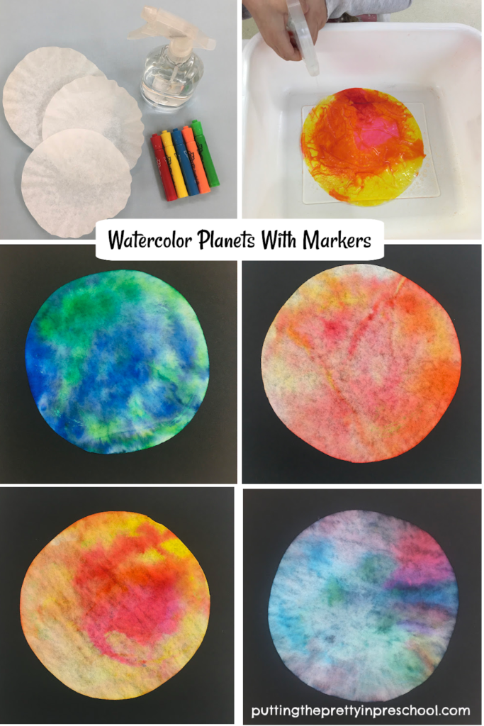 Watercolor Pen/Ink Planets Tutorial, Mixed Media Art, Middle/High School