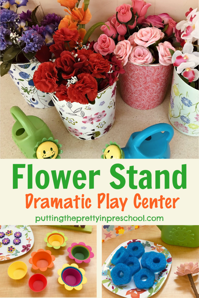 Set up this flower stand dramatic play center in minutes. The colorful center can be changed throughout the year to match the current season.