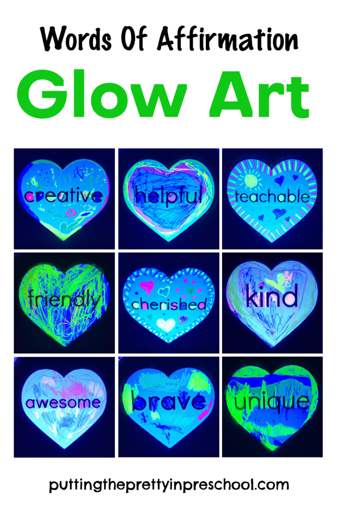This black light "Words Of Affirmation" Glow Art activity is a must-try. It is a science, art, and language self-esteem-building project.