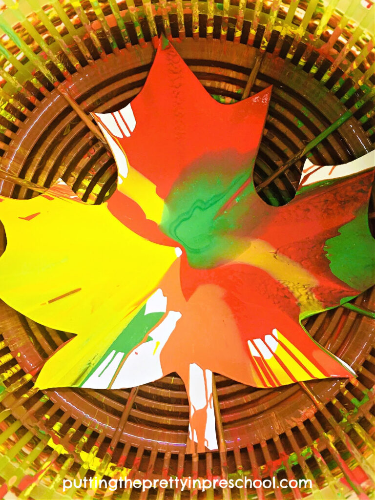 A beautiful way to create painted fall leaves using a salad spinner technique. And it's so easy and fun.