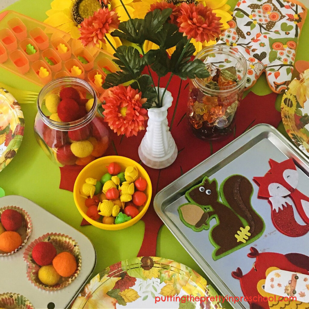 Pretend play is super fun and imaginative in this fall tablescape pretend play set up early learners are bound to love.