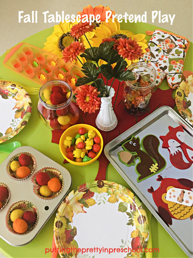 Pretend play is super fun and imaginative in this fall tablescape pretend play set up early learners are bound to love.