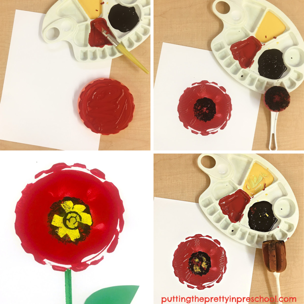 Simple steps to create beautiful Remembrance Day poppy art with a gadget printmaking technique. The art project introduces participants to a new and unusual way to paint.