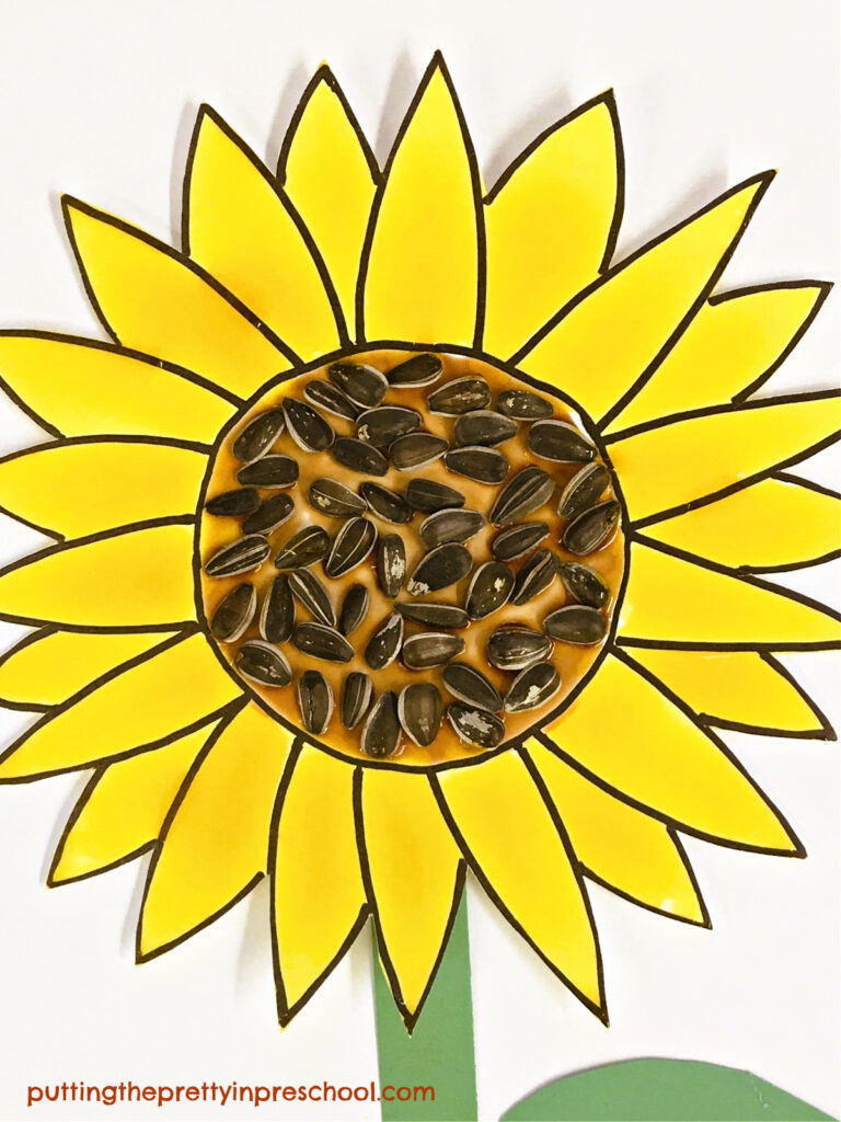 Gorgeous, glossy sunflower art made with a taste-safe, two-ingredient homemade paint recipe. This art project looks stunning when displayed.