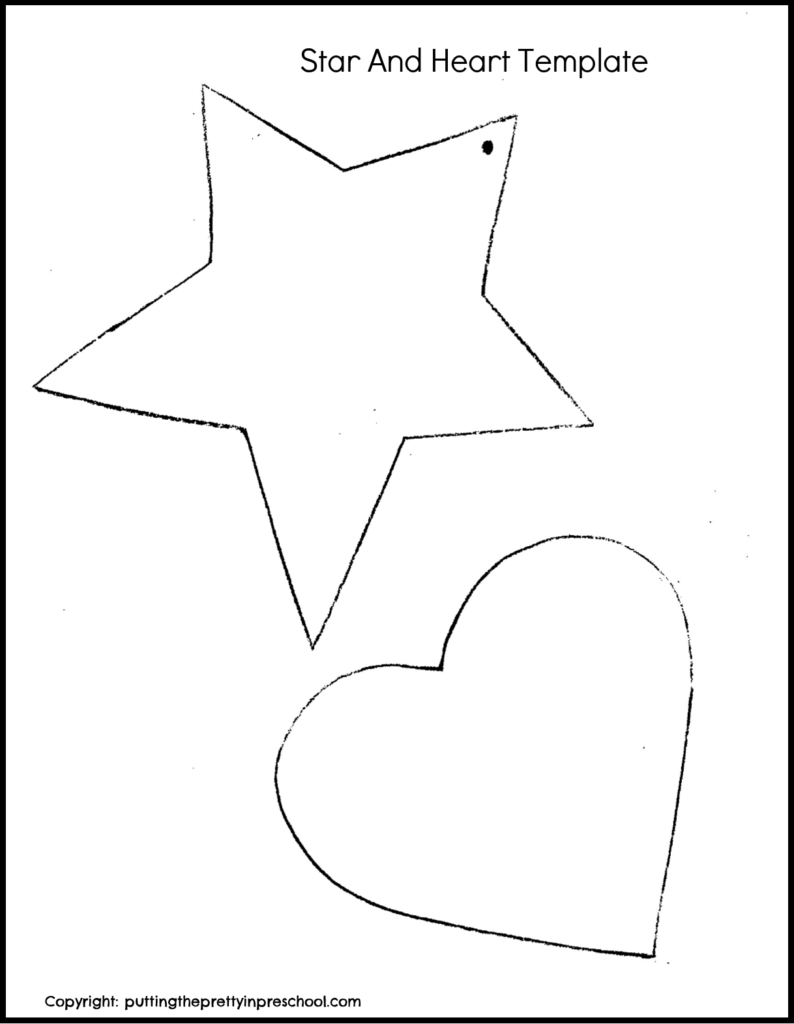 Download this star and heart template to make beautiful vintage-inspired paper bag Christmas ornaments.