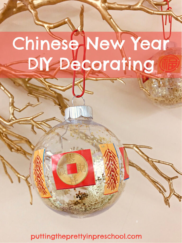 Simple and economical Chinese New Year DIY decorating ideas using themed stickers. Ornament and play tablescape ideas are included.