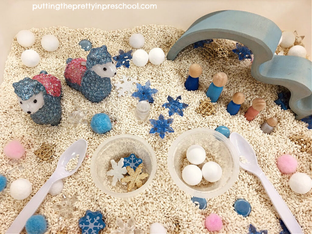 This adorable llama-themed winter sensory bin offers hands-on learning through play opportunities.