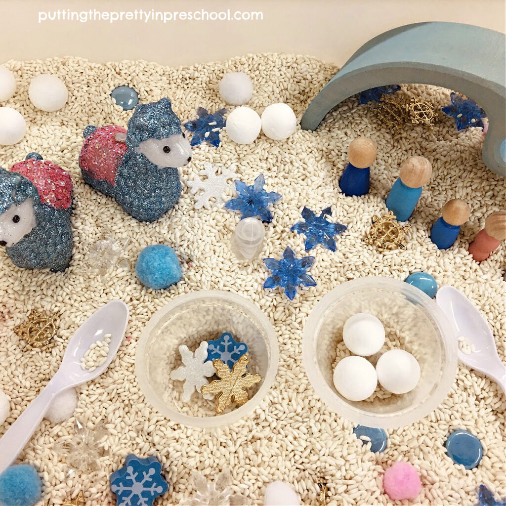 This adorable llama-themed winter sensory bin offers hands-on learning through play opportunities.