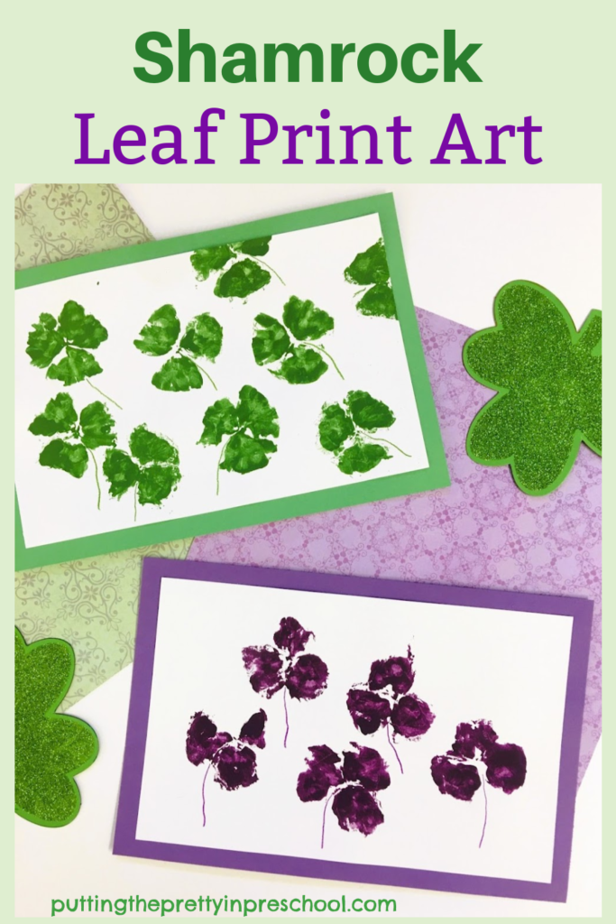How to make beautiful shamrock leaf print art with sprigs from an Oxalis Regnelli plant. An easy-to-do all-ages art project.