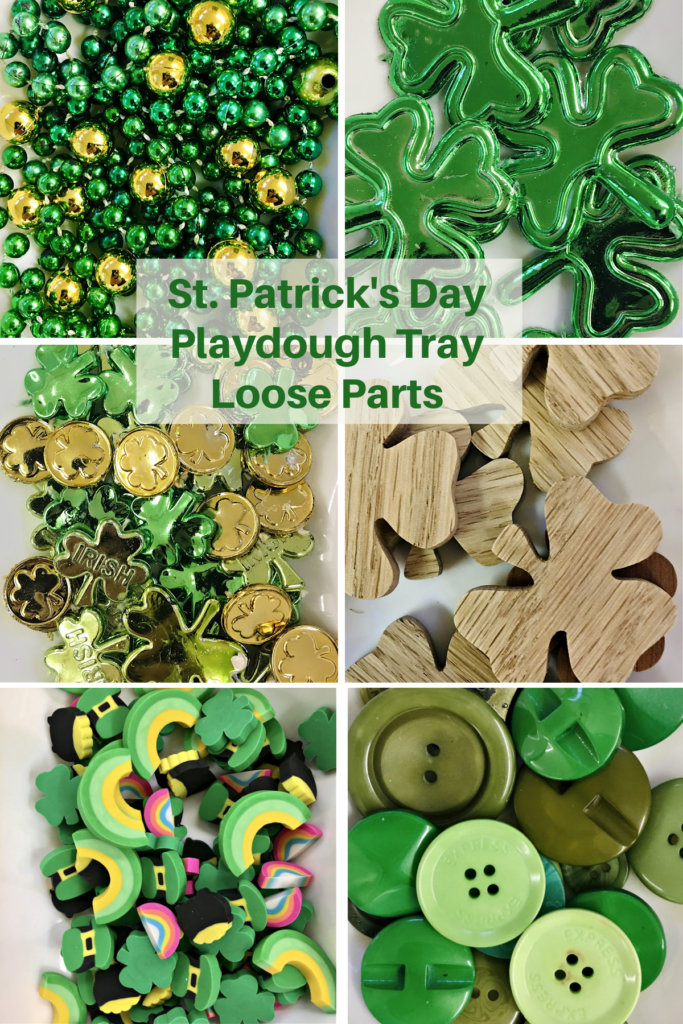 These St. Patrick's Day-themed loose parts are perfect for a playdough tray or a sensory play experience.