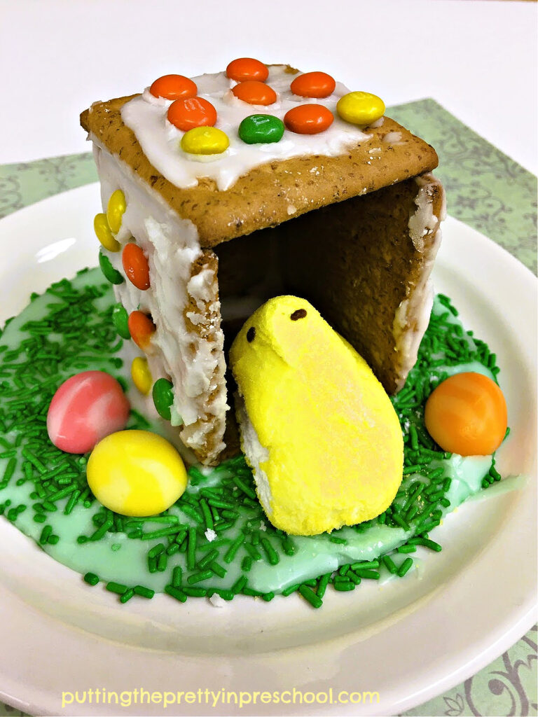 An oh-so-tasty graham cracker Easter chick coop craft everyone will enjoy making. A sure-to-please Easter activity.