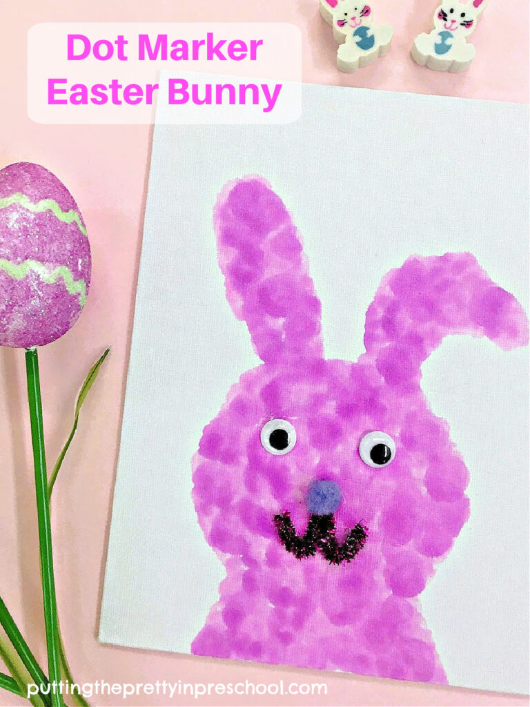 Make this easy and fun dot marker Easter bunny art activity today. It's an all-ages bunny-themed spring art project everyone will love.